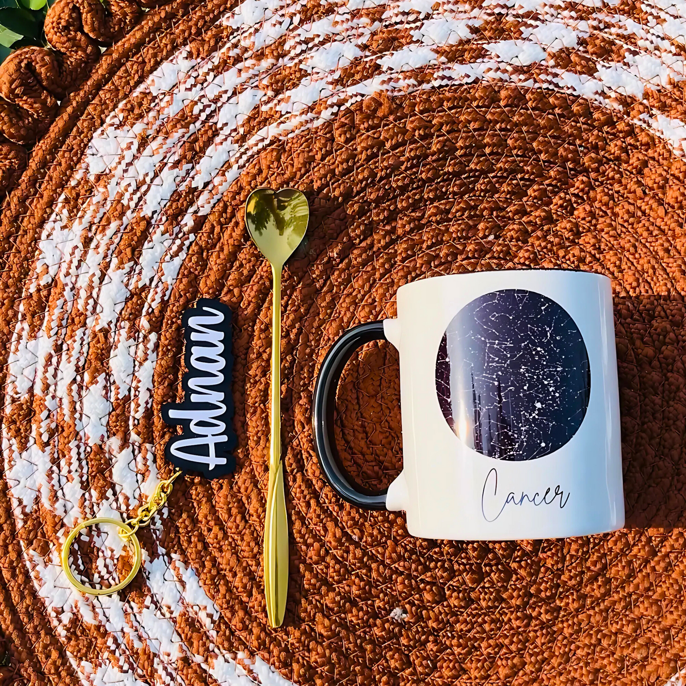 Birthday Gift Set - Starmap Mug + Keychain + Golden Spoon