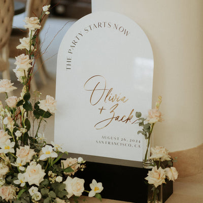 Wedding Sign - ArchWhite Acrylic & Gold Mirror Reception Welcome Decor